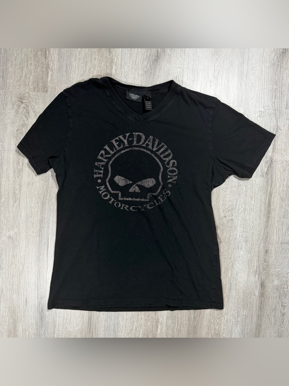 Harley-Davidson Skull Graphic V-Neck T-Shirt Large Biker Bikercore